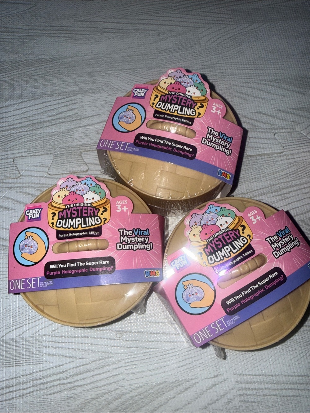 3x RMS squishy viral mystery dumpling -Purple Holographic Dumpling